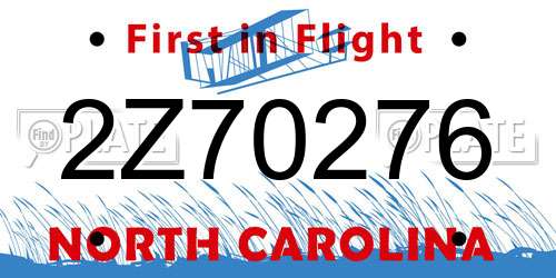 2Z70276 North Carolina License Plate