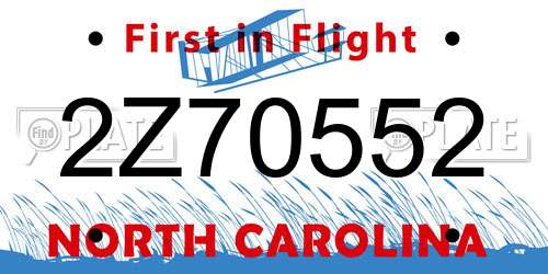 2Z70552 North Carolina License Plate