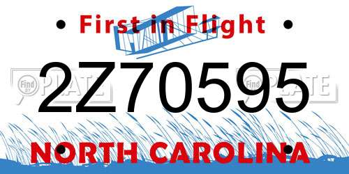 2Z70595 North Carolina License Plate