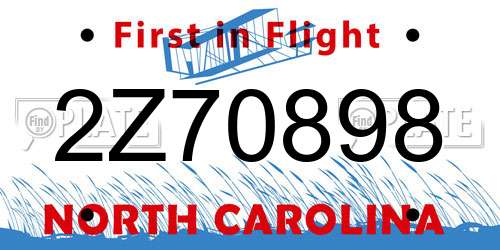 2Z70898 North Carolina License Plate