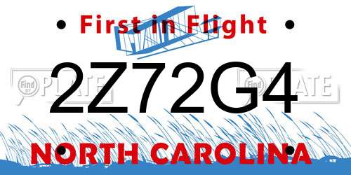 2Z72G4 North Carolina License Plate