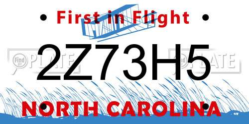 2Z73H5 North Carolina License Plate