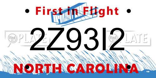 2Z93I2 North Carolina License Plate