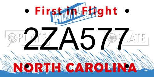 2ZA577 North Carolina License Plate