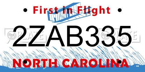 2ZAB335 North Carolina License Plate