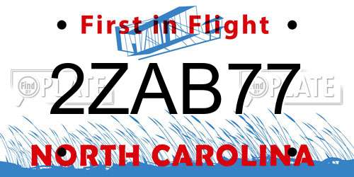 2ZAB77 North Carolina License Plate