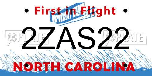 2ZAS22 North Carolina License Plate