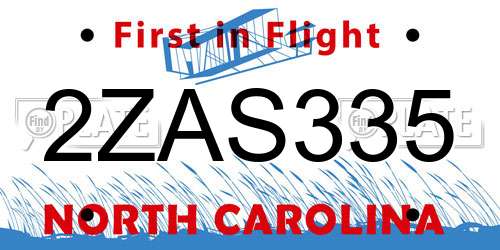 2ZAS335 North Carolina License Plate