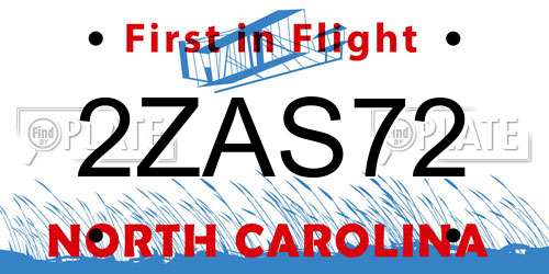2ZAS72 North Carolina License Plate
