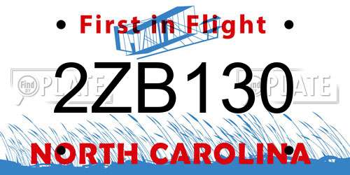 2ZB130 North Carolina License Plate