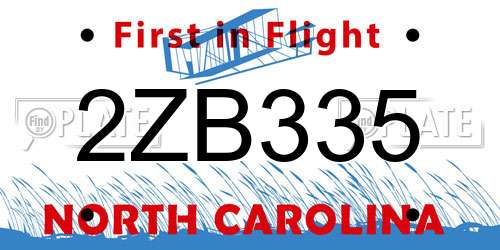 2ZB335 North Carolina License Plate
