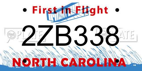 2ZB338 North Carolina License Plate