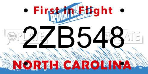 2ZB548 North Carolina License Plate