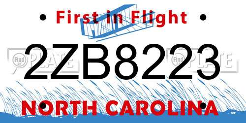 2ZB8223 North Carolina License Plate