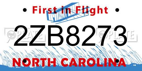 2ZB8273 North Carolina License Plate