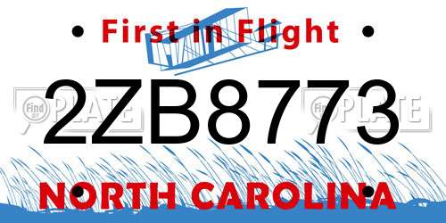 2ZB8773 North Carolina License Plate