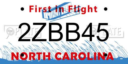 2ZBB45 North Carolina License Plate