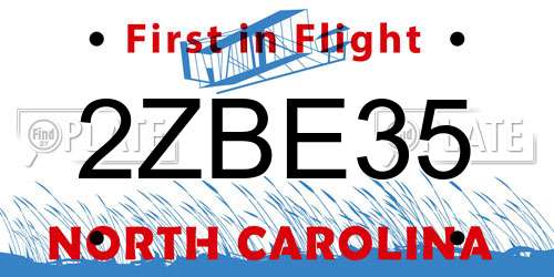 2ZBE35 North Carolina License Plate