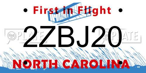 2ZBJ20 North Carolina License Plate