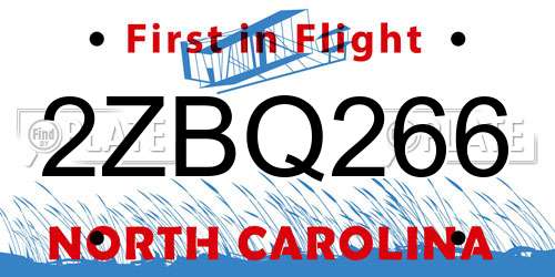 2ZBQ266 North Carolina License Plate