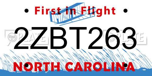 2ZBT263 North Carolina License Plate