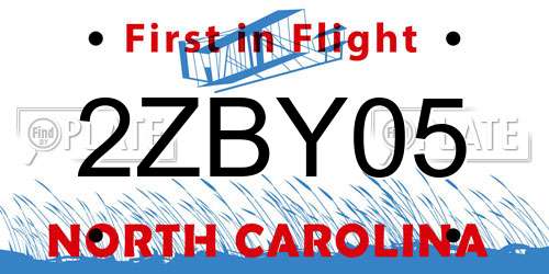 2ZBY05 North Carolina License Plate