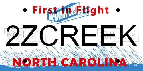 2ZCREEK North Carolina License Plate