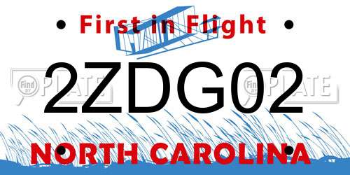 2ZDG02 North Carolina License Plate