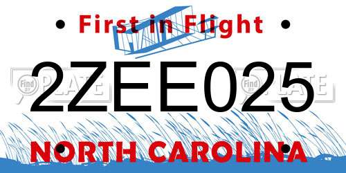 2ZEE025 North Carolina License Plate