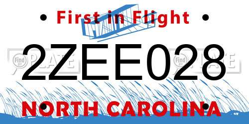 2ZEE028 North Carolina License Plate