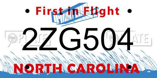 2ZG504 North Carolina License Plate