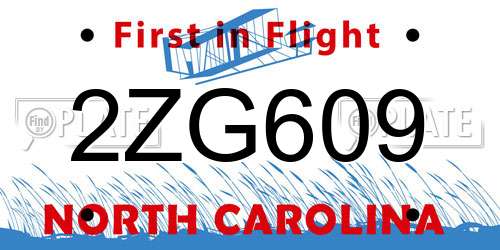 2ZG609 North Carolina License Plate