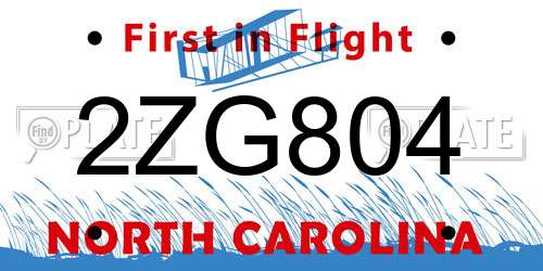 2ZG804 North Carolina License Plate