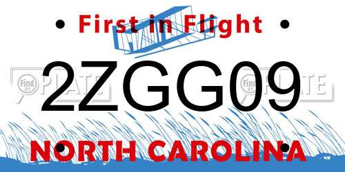 2ZGG09 North Carolina License Plate