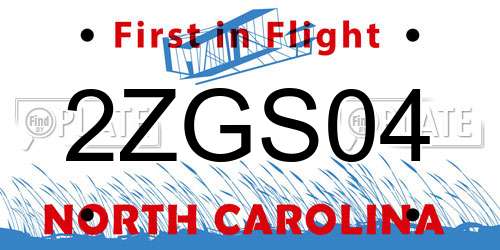 2ZGS04 North Carolina License Plate