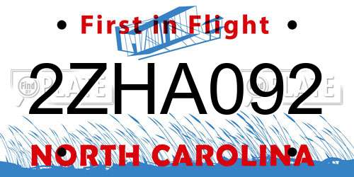 2ZHA092 North Carolina License Plate