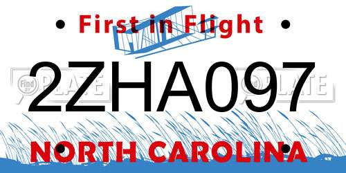 2ZHA097 North Carolina License Plate