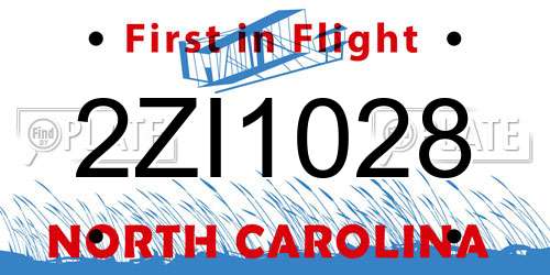 2ZI1028 North Carolina License Plate