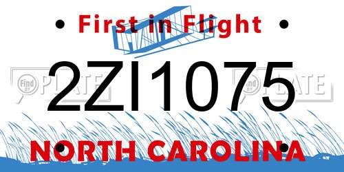 2ZI1075 North Carolina License Plate