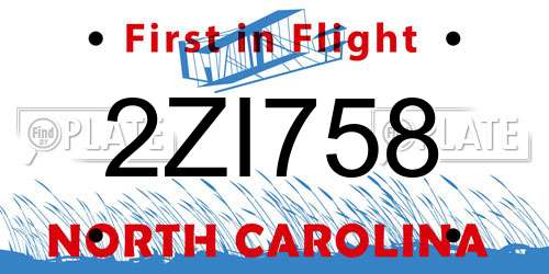 2ZI758 North Carolina License Plate