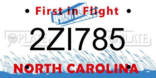 2ZI785 North Carolina License Plate