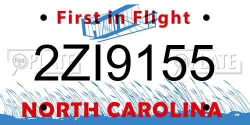 2ZI9155 North Carolina License Plate