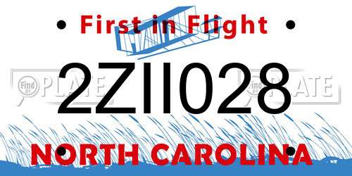 2ZII028 North Carolina License Plate