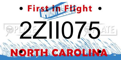 2ZII075 North Carolina License Plate
