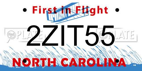2ZIT55 North Carolina License Plate
