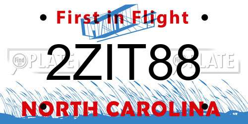 2ZIT88 North Carolina License Plate