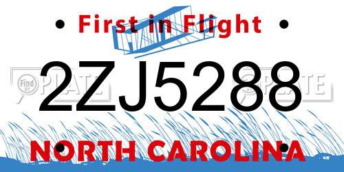 2ZJ5288 North Carolina License Plate