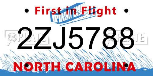 2ZJ5788 North Carolina License Plate