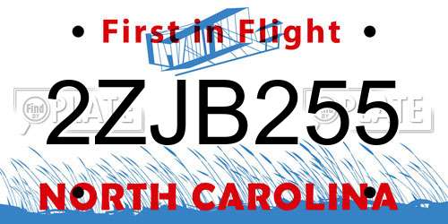 2ZJB255 North Carolina License Plate