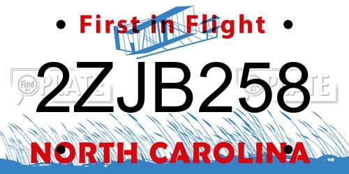 2ZJB258 North Carolina License Plate